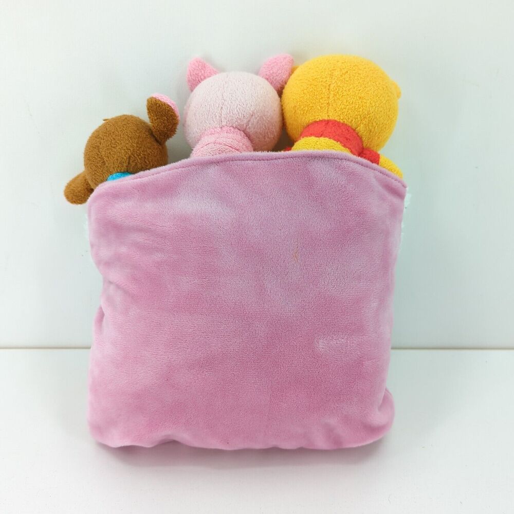 Disney Winnie Pooh Plush Security Blanket Fleece Pillow White Travel Piglet Roo - Picture 2 of 8